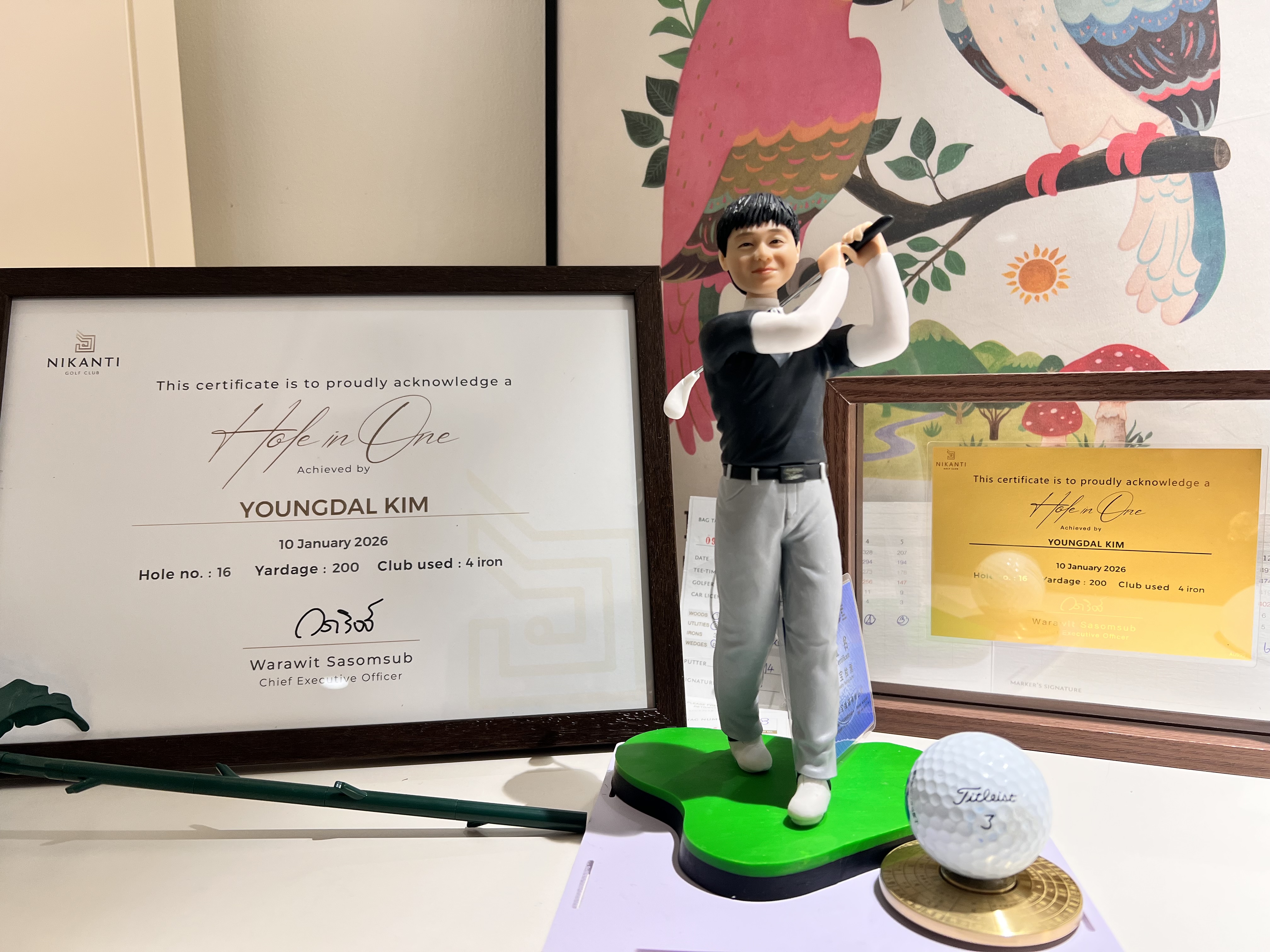 아이언을 바꾸고 생애 첫 홀인원의 영광을 얻다..